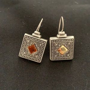 Elegant silver hook earrings with gold plate